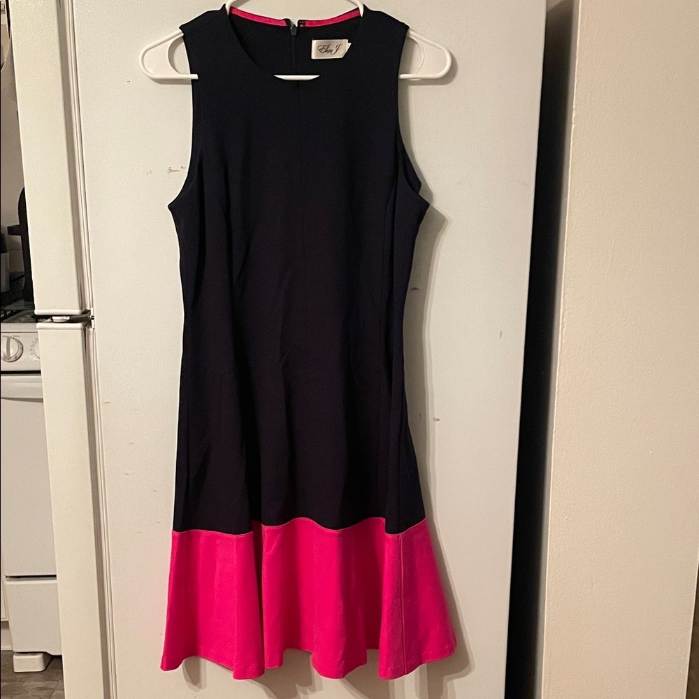 Eliza J Size 6 Navy and Pink Block‎ Dress